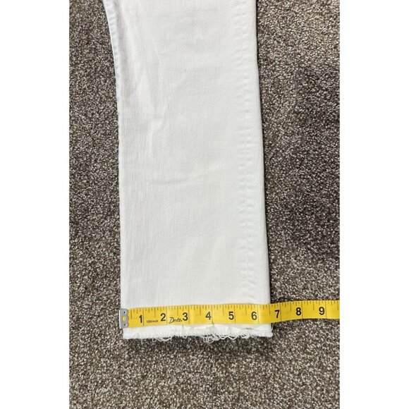 Mother Women’s The Rascal Crop Fray Jeans Size 30 White Stretch Mid Rise Zipper - Picture 12 of 16